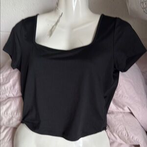 Hollister Black Fitted Crop Blouse Short Sleeve